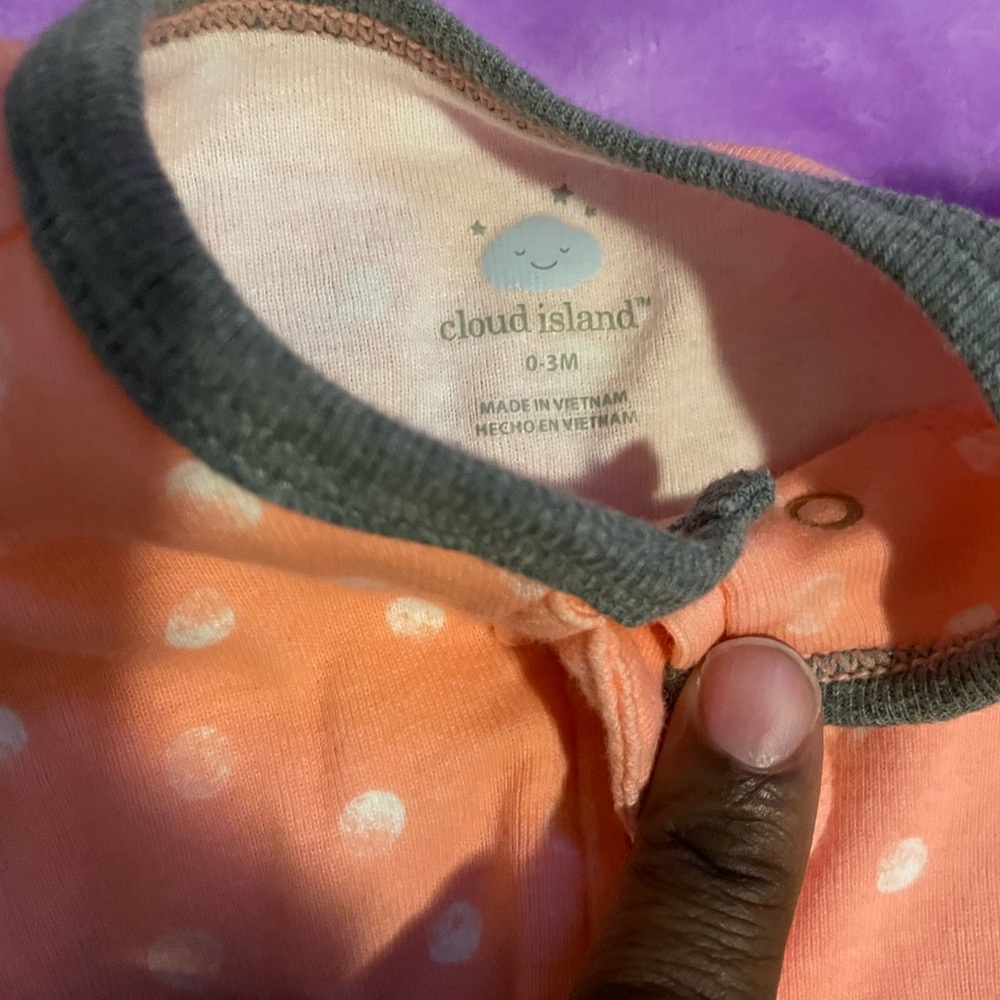 Cloud island baby girl onesie pajamas (size 0-3).